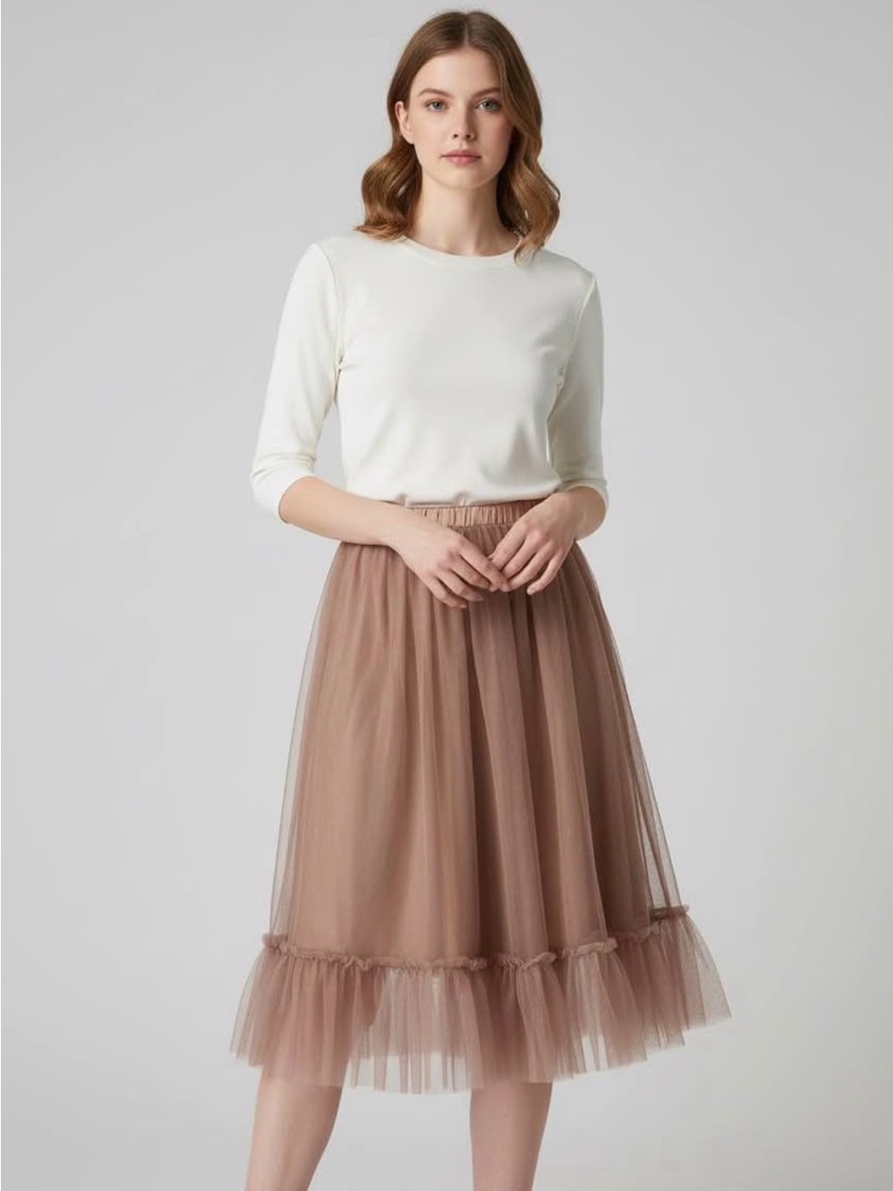 Women's Pink Tulle Midi Skirt